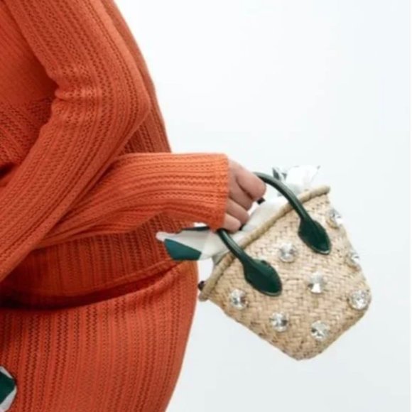 🔥🔥ZARA EMBELLISHED MINI BASKET BAG – Bloggers Favorite 🔥🔥 - Picture 3 of 14